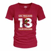 USC Trojans Women's Caleb Williams 2022 Heisman Trophy Winner V-Neck Cardinal T-Shirt